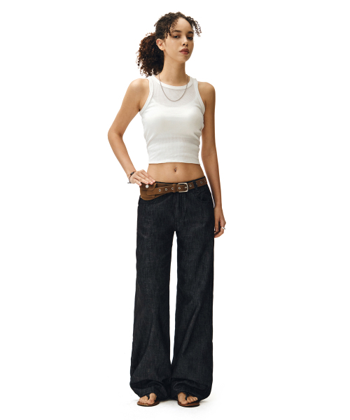 DECET WOMEN（デケット ウーマン）の「[リネンライク]Signature Low Rise Wide Jeans DCWPT004CPBlack（デニムパンツ・レディース・その他・SMALL/MEDIUM/LARGE/X-SMALL）」の12枚目の写真