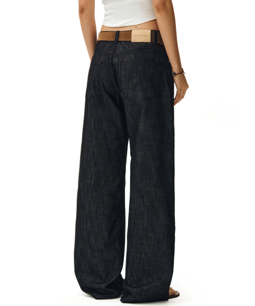 DECET WOMEN（デケット ウーマン）の「[リネンライク]Signature Low Rise Wide Jeans DCWPT004CPBlack（デニムパンツ・レディース・その他・SMALL/MEDIUM/LARGE/X-SMALL）」の15枚目の写真
