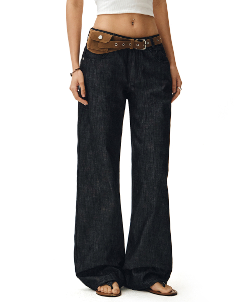 DECET WOMEN（デケット ウーマン）の「[リネンライク]Signature Low Rise Wide Jeans DCWPT004CPBlack（デニムパンツ・レディース・その他・SMALL/MEDIUM/LARGE/X-SMALL）」の17枚目の写真