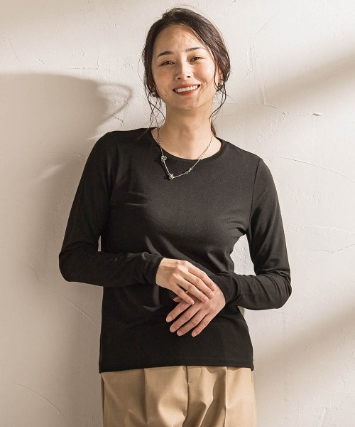 LAUTREAMONT(ロートレアモン)の「【WEB限定】吸湿発熱スムースストレッチカットソー(Tシャツ/カットソー・レディース・ブラック/ブラウン/オフホワイト・11号/9号)」の1枚目の写真