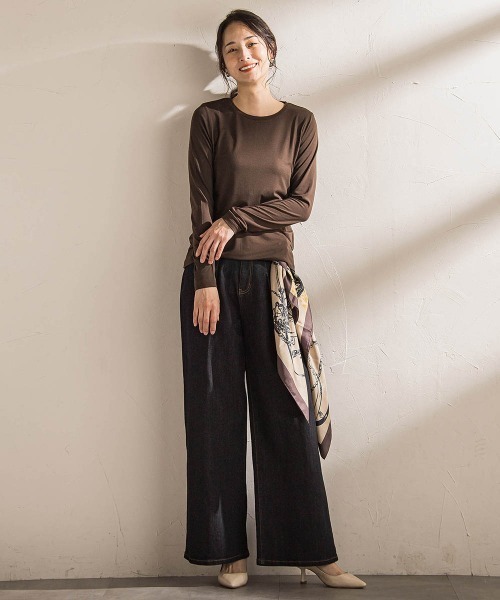 LAUTREAMONT(ロートレアモン)の「【WEB限定】吸湿発熱スムースストレッチカットソー(Tシャツ/カットソー・レディース・ブラック/ブラウン/オフホワイト・11号/9号)」の12枚目の写真