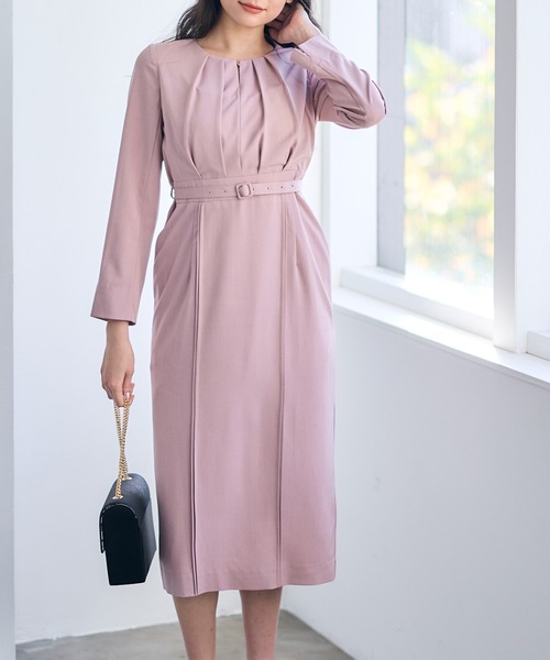 12Twelve Agenda（トゥエルブ　アジェンダ）の「キーネックタックタイトワンピース（ワンピース・レディース・サックスブルー/ピンク/ネイビー・M）」の3枚目の写真