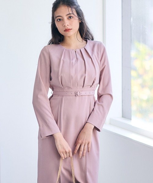 12Twelve Agenda（トゥエルブ　アジェンダ）の「キーネックタックタイトワンピース（ワンピース・レディース・サックスブルー/ピンク/ネイビー・M）」の10枚目の写真