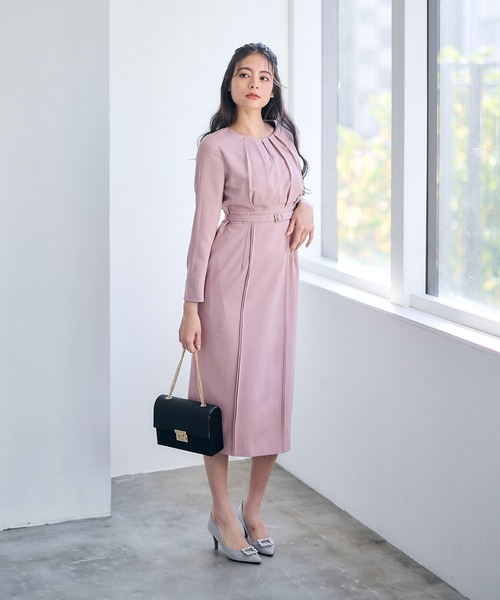 12Twelve Agenda（トゥエルブ　アジェンダ）の「キーネックタックタイトワンピース（ワンピース・レディース・サックスブルー/ピンク/ネイビー・M）」の5枚目の写真