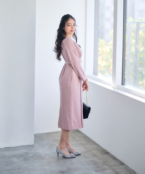 12Twelve Agenda（トゥエルブ　アジェンダ）の「キーネックタックタイトワンピース（ワンピース・レディース・サックスブルー/ピンク/ネイビー・M）」の7枚目の写真