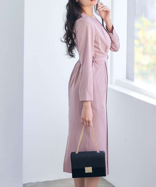 12Twelve Agenda（トゥエルブ　アジェンダ）の「キーネックタックタイトワンピース（ワンピース・レディース・サックスブルー/ピンク/ネイビー・M）」の8枚目の写真