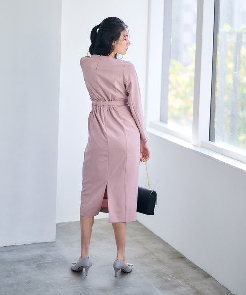 12Twelve Agenda（トゥエルブ　アジェンダ）の「キーネックタックタイトワンピース（ワンピース・レディース・サックスブルー/ピンク/ネイビー・M）」の9枚目の写真