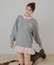 【マルチway】シャツレイヤードニットワンピース