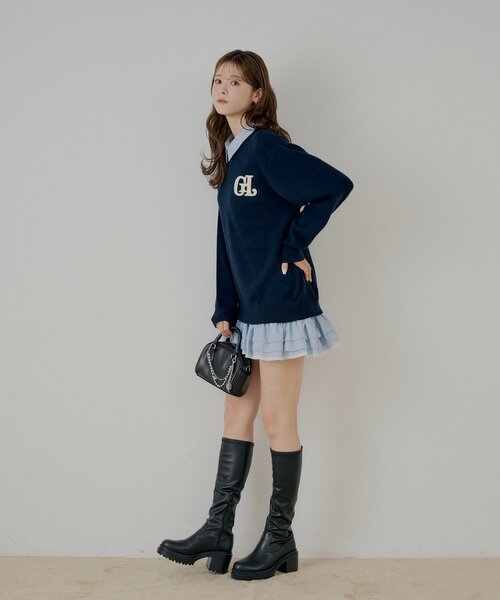 マルチway】シャツレイヤードニットワンピース（ワンピース）｜Chico