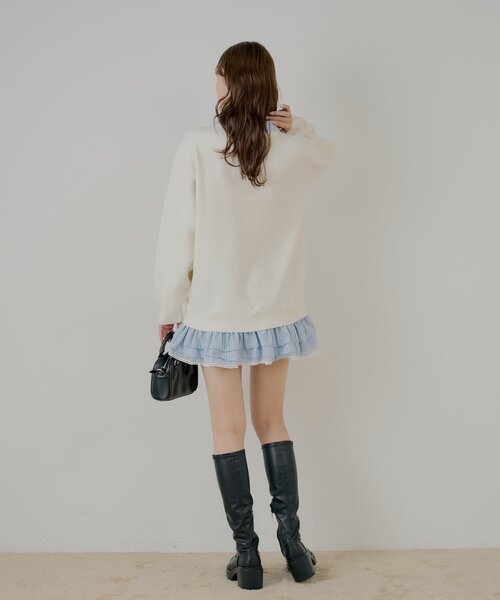 Chico（チコ）の「【マルチway】シャツレイヤードニットワンピース（ワンピース・レディース・ネイビー/アイボリー/グレー・FREE）」の8枚目の写真