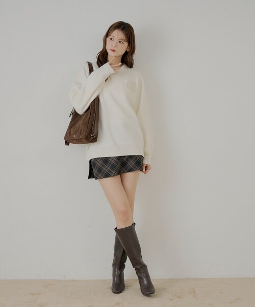 Chico（チコ）の「【マルチway】シャツレイヤードニットワンピース（ワンピース・レディース・ネイビー/アイボリー/グレー・FREE）」の10枚目の写真