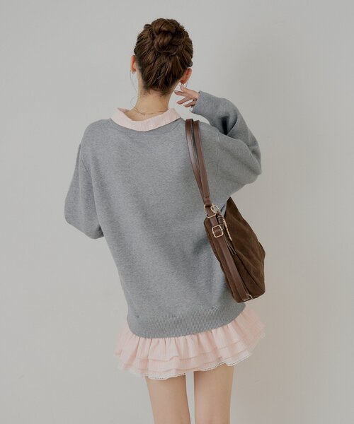 Chico（チコ）の「【マルチway】シャツレイヤードニットワンピース（ワンピース・レディース・ネイビー/アイボリー/グレー・FREE）」の17枚目の写真