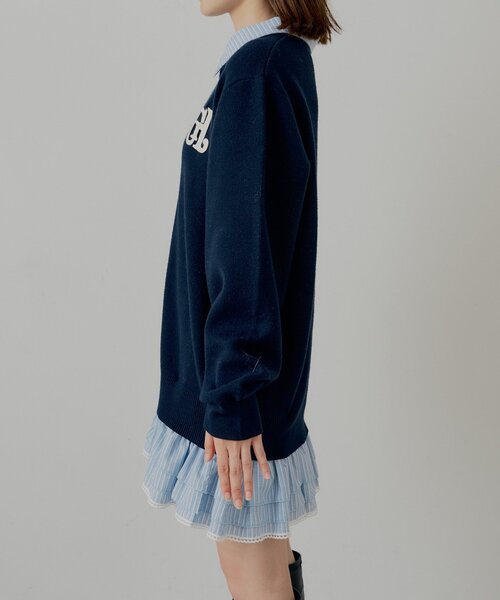 Chico（チコ）の「【マルチway】シャツレイヤードニットワンピース（ワンピース・レディース・ネイビー/アイボリー/グレー・FREE）」の19枚目の写真