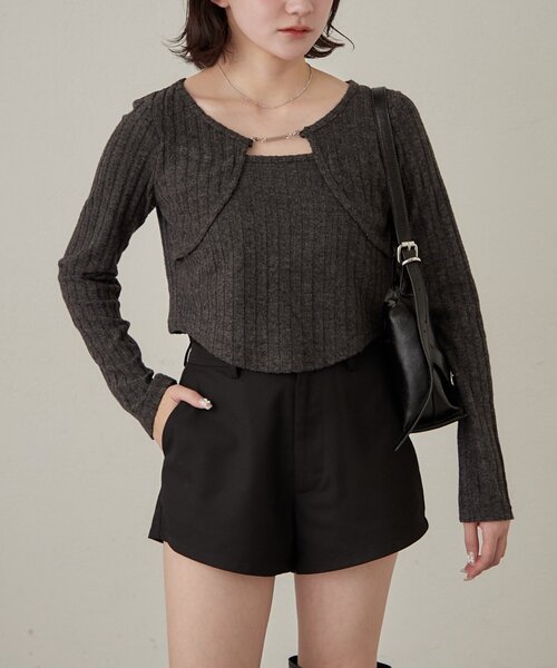 mline]ロゴレイヤー ニットソー（Tシャツ/カットソー）｜mline