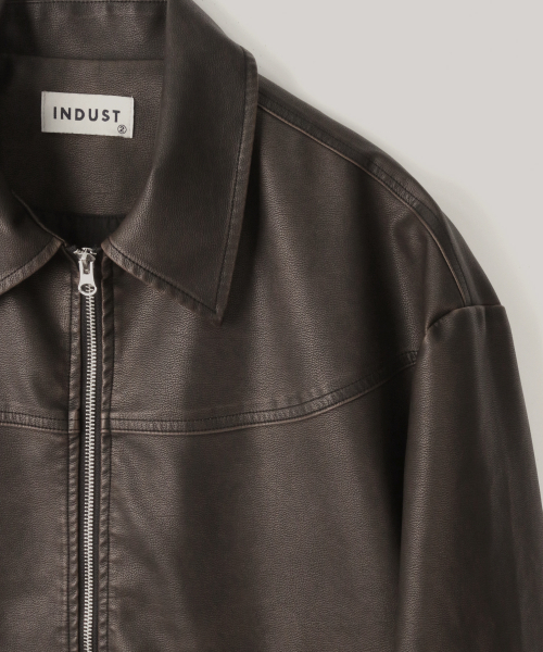 INDUST(インダスト)の「VTG ウォッシュドレザー ジャケット_ブラウン(ライダースジャケット・メンズ・ブラウン・2(M)/3(L))」の5枚目の写真