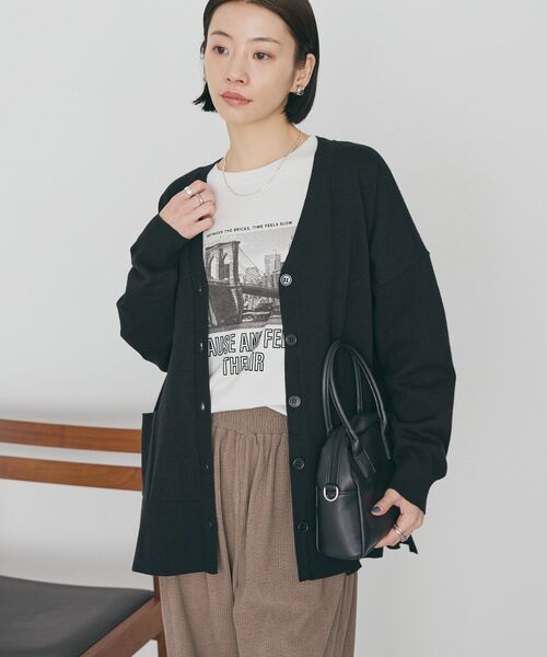 AMERICAN HOLIC（アメリカンホリック）の「【WEB限定】バイパチVネックルーズカーディガン（カーディガン/ボレロ・レディース・ブラック/杢グレー/ネイビー/ベージュ/ピンク/グリーン・M/L）」の20枚目の写真