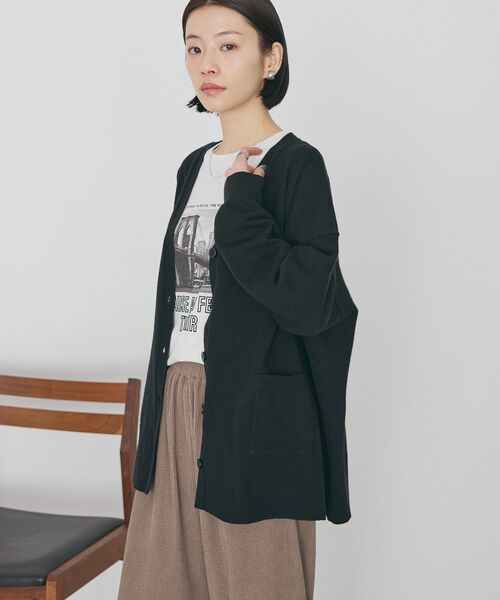 AMERICAN HOLIC（アメリカンホリック）の「【WEB限定】バイパチVネックルーズカーディガン（カーディガン/ボレロ・レディース・ブラック/杢グレー/ネイビー/ベージュ/ピンク/グリーン・M/L）」の22枚目の写真