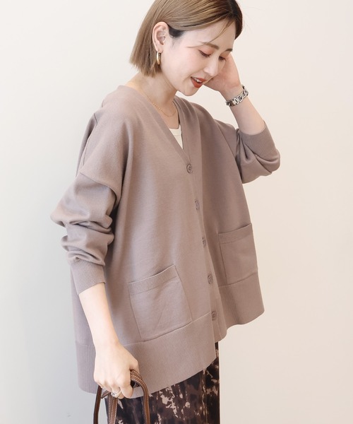 AMERICAN HOLIC（アメリカンホリック）の「【WEB限定】バイパチVネックルーズカーディガン（カーディガン/ボレロ・レディース・ブラック/杢グレー/ネイビー/ベージュ/ピンク/グリーン・M/L）」の15枚目の写真