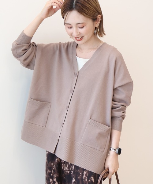 AMERICAN HOLIC（アメリカンホリック）の「【WEB限定】バイパチVネックルーズカーディガン（カーディガン/ボレロ・レディース・ブラック/杢グレー/ネイビー/ベージュ/ピンク/グリーン・M/L）」の17枚目の写真