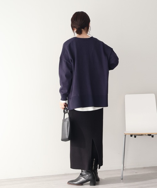 AMERICAN HOLIC（アメリカンホリック）の「【WEB限定】バイパチVネックルーズカーディガン（カーディガン/ボレロ・レディース・ブラック/杢グレー/ネイビー/ベージュ/ピンク/グリーン・M/L）」の8枚目の写真