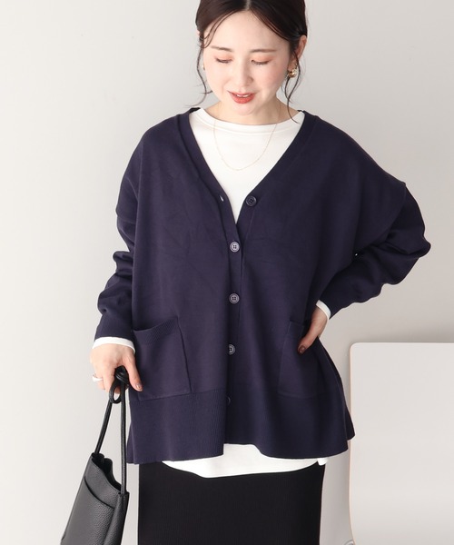 AMERICAN HOLIC（アメリカンホリック）の「【WEB限定】バイパチVネックルーズカーディガン（カーディガン/ボレロ・レディース・ブラック/杢グレー/ネイビー/ベージュ/ピンク/グリーン・M/L）」の9枚目の写真