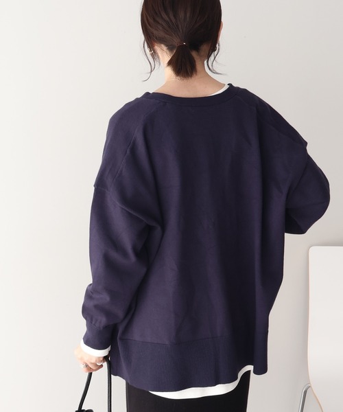 AMERICAN HOLIC（アメリカンホリック）の「【WEB限定】バイパチVネックルーズカーディガン（カーディガン/ボレロ・レディース・ブラック/杢グレー/ネイビー/ベージュ/ピンク/グリーン・M/L）」の10枚目の写真