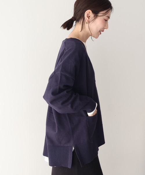 AMERICAN HOLIC（アメリカンホリック）の「【WEB限定】バイパチVネックルーズカーディガン（カーディガン/ボレロ・レディース・ブラック/杢グレー/ネイビー/ベージュ/ピンク/グリーン・M/L）」の11枚目の写真