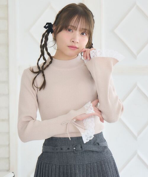 ems excite(エムズエキサイト)の「袖レースハイネックNTPO(ニット/セーター・レディース・ブラック/ピンク/ブルー/ナチュラル・FREE)」の17枚目の写真