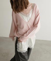 LOSCa（ロスカ）の「ウエーブレースサテンキャミソール（キャミソール）」