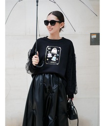 BeBeoD（べベッド）の「ドットチュールスリーブロゴスウェット（Tシャツ/カットソー）」