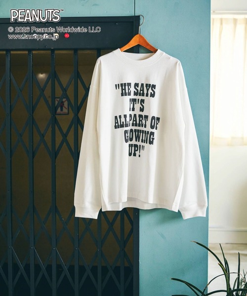 GLOBAL WORK（グローバルワーク）の「PEANUTS/ヘビロッTEE/プリント長袖/632935（Tシャツ/カットソー・メンズ・アイボリー/杢グレー/スミクロ・LARGE/SMALL/MEDIUM）」の2枚目の写真