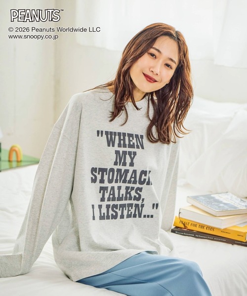 GLOBAL WORK（グローバルワーク）の「PEANUTS/ヘビロッTEE/プリント長袖/632935（Tシャツ/カットソー・メンズ・アイボリー/杢グレー/スミクロ・LARGE/SMALL/MEDIUM）」の16枚目の写真
