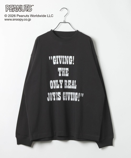 GLOBAL WORK（グローバルワーク）の「PEANUTS/ヘビロッTEE/プリント長袖/632935（Tシャツ/カットソー・メンズ・アイボリー/杢グレー/スミクロ・LARGE/SMALL/MEDIUM）」の21枚目の写真