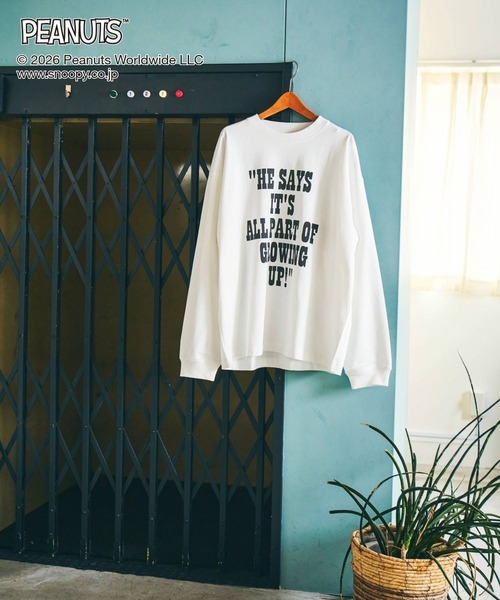 GLOBAL WORK（グローバルワーク）の「PEANUTS/ヘビロッTEE/プリント長袖/632935（Tシャツ/カットソー・メンズ・アイボリー/杢グレー/スミクロ・LARGE/SMALL/MEDIUM）」の4枚目の写真