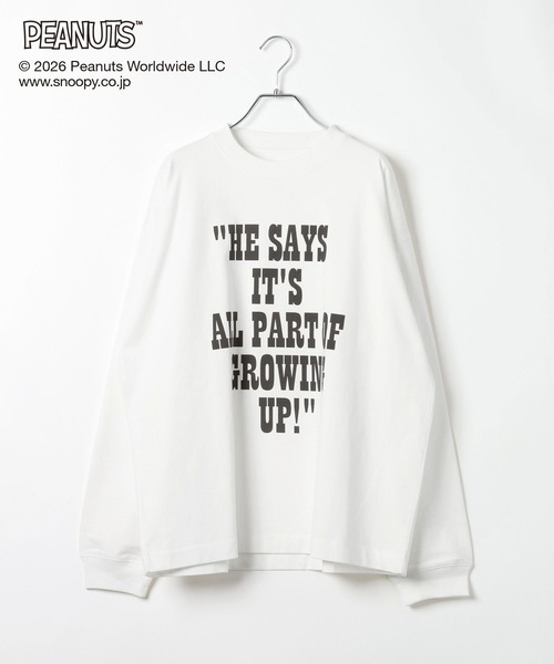 GLOBAL WORK（グローバルワーク）の「PEANUTS/ヘビロッTEE/プリント長袖/632935（Tシャツ/カットソー・メンズ・アイボリー/杢グレー/スミクロ・LARGE/SMALL/MEDIUM）」の17枚目の写真