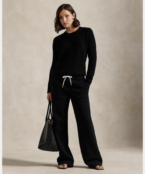 POLO RALPH LAUREN(ポロ ラルフ ローレン)の「ドローストリング フリース ワイドレッグ スウェットパンツ(スウェットパンツ・レディース・ブラック系1・XS/S/M/XXS)」の1枚目の写真