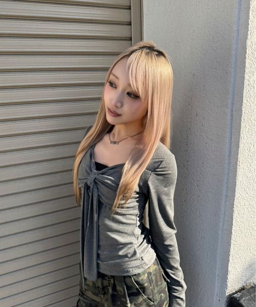 DAESE TOKYO(デセトウキョウ)の「『DAESE TOKYO/デセトウキョウ』リボンデザインロンT(Tシャツ/カットソー・レディース・グレー/レッド・FREE)」の5枚目の写真