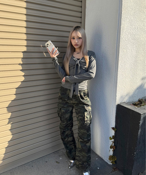 DAESE TOKYO(デセトウキョウ)の「『DAESE TOKYO/デセトウキョウ』リボンデザインロンT(Tシャツ/カットソー・レディース・グレー/レッド・FREE)」の7枚目の写真