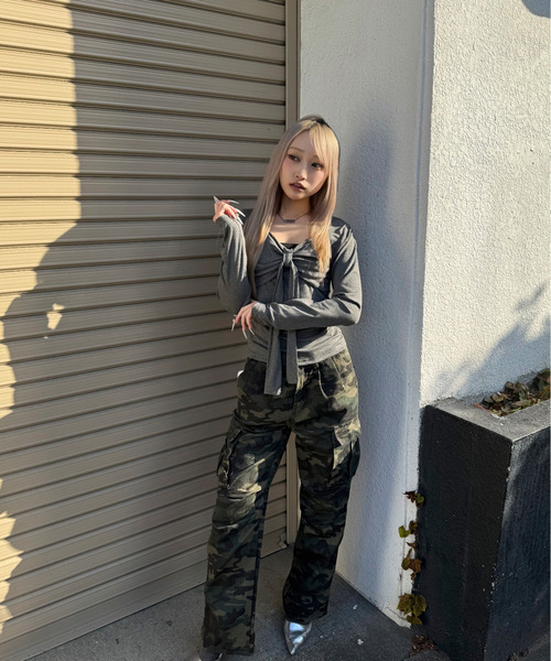 DAESE TOKYO(デセトウキョウ)の「『DAESE TOKYO/デセトウキョウ』リボンデザインロンT(Tシャツ/カットソー・レディース・グレー/レッド・FREE)」の9枚目の写真