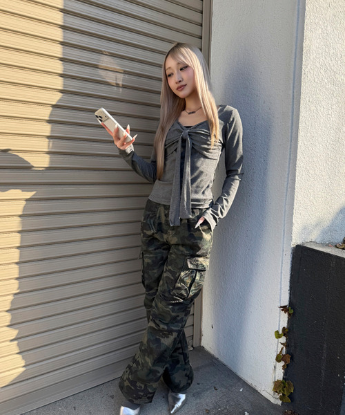DAESE TOKYO(デセトウキョウ)の「『DAESE TOKYO/デセトウキョウ』リボンデザインロンT(Tシャツ/カットソー・レディース・グレー/レッド・FREE)」の10枚目の写真