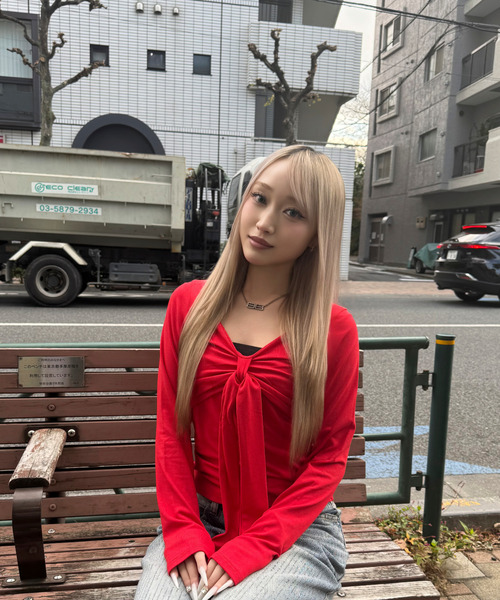 DAESE TOKYO(デセトウキョウ)の「『DAESE TOKYO/デセトウキョウ』リボンデザインロンT(Tシャツ/カットソー・レディース・グレー/レッド・FREE)」の11枚目の写真