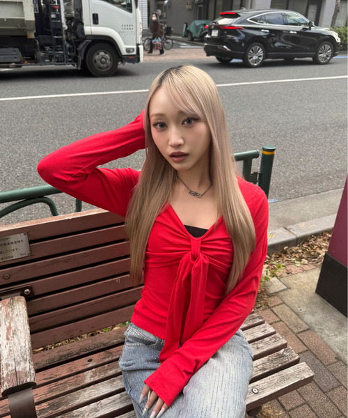 DAESE TOKYO(デセトウキョウ)の「『DAESE TOKYO/デセトウキョウ』リボンデザインロンT(Tシャツ/カットソー・レディース・グレー/レッド・FREE)」の13枚目の写真