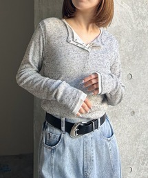 PAGEBOY | フローズンネップヘンリーネックプルオーバー/シアートップス 【重ね着もオススメ】(Tシャツ/カットソー)
