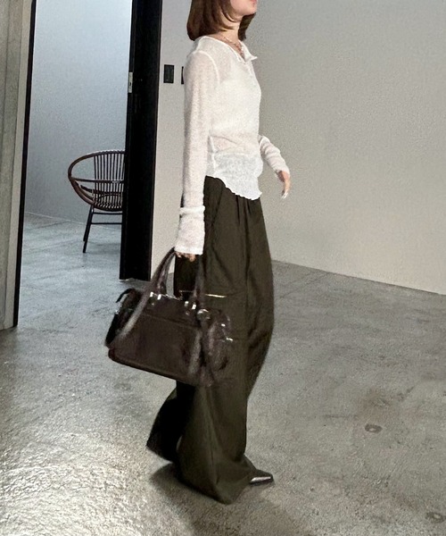 PAGEBOY（ページボーイ）の「フローズンネップヘンリーネックプルオーバー／シアートップス 【重ね着もオススメ】（Tシャツ/カットソー・レディース・ブラック/ブルー/グレー/オフホワイト・FREE）」の13枚目の写真