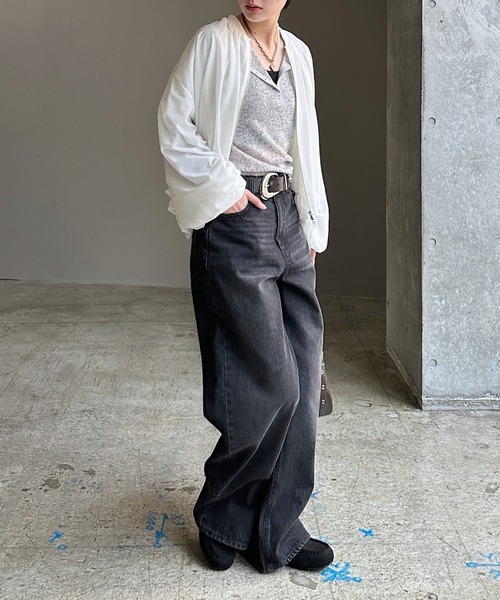 PAGEBOY（ページボーイ）の「フローズンネップヘンリーネックプルオーバー／シアートップス 【重ね着もオススメ】（Tシャツ/カットソー・レディース・ブラック/ブルー/グレー/オフホワイト・FREE）」の22枚目の写真