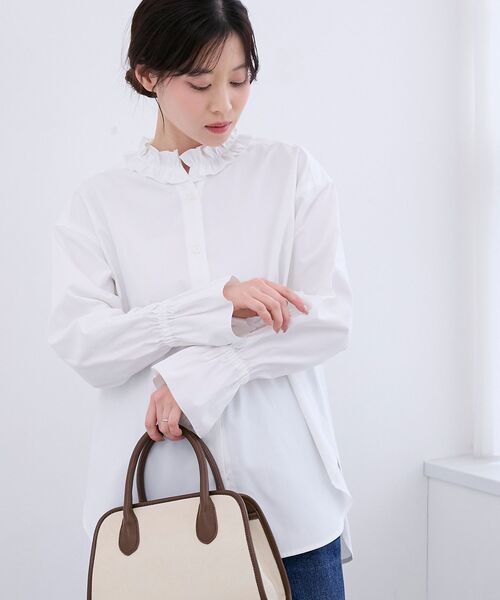 le.coeur blanc（ルクールブラン）の「フリルカラーブラウス（シャツ/ブラウス・レディース・ブルー/オフホワイト/ブルー系その他4・38）」の5枚目の写真