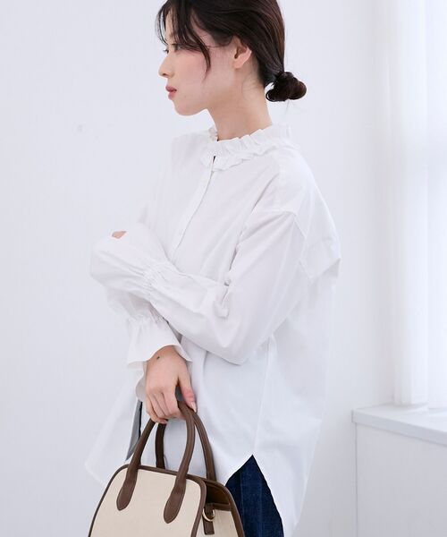 le.coeur blanc（ルクールブラン）の「フリルカラーブラウス（シャツ/ブラウス・レディース・ブルー/オフホワイト/ブルー系その他4・38）」の8枚目の写真