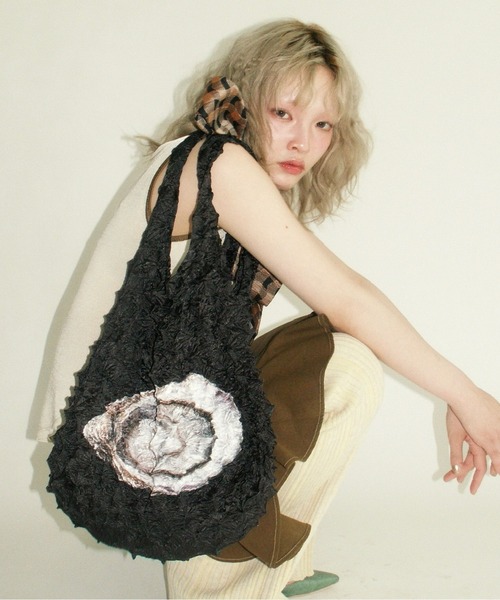 pleated print oyster bag / プリーツプリントバッグ（エコバッグ/サブ 