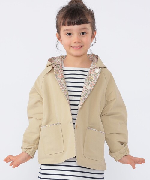 SHIPS KIDS:100～130cm / リバティ リバーシブル フード コート