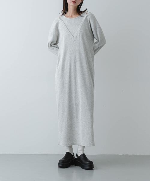 SENSE OF PLACE by URBAN RESEARCH（センスオブプレイスバイアーバンリサーチ）の「レイヤードネックリブワンピース（ワンピース・レディース・オートミール/ブラック/チャコールグレー・S/ONE）」の12枚目の写真